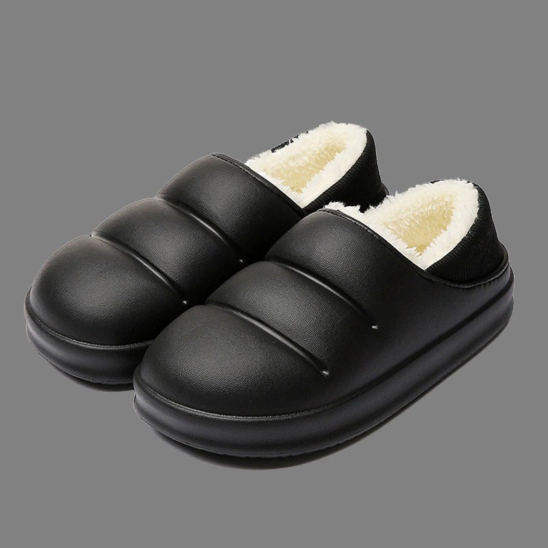 厚い靴底の女性用綿スリッパ家庭用防水秋と冬男性用のかわいい冬の綿の靴暖かい綿のスリッパ